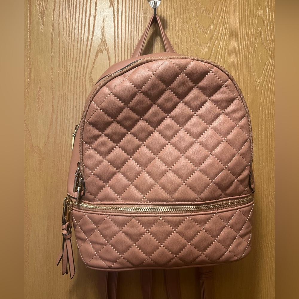 Pink Quilted Leather Backpack Purse